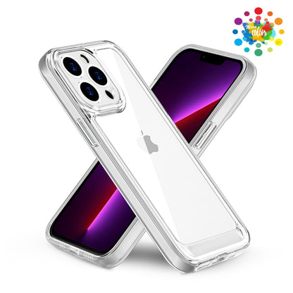 For Apple iPhone 14 Plus 6.7" Thin Transparent Hybrid Silicone Rubber TPU and Hard PC Shockproof Tone Frame Bumper  Phone Case Cover