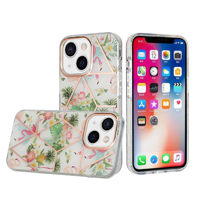 For Apple iPhone 14 Pro (6.1") Fashion Floral IMD Design Flower Pattern Hybrid Protective Hard Rubber TPU Back  Phone Case Cover