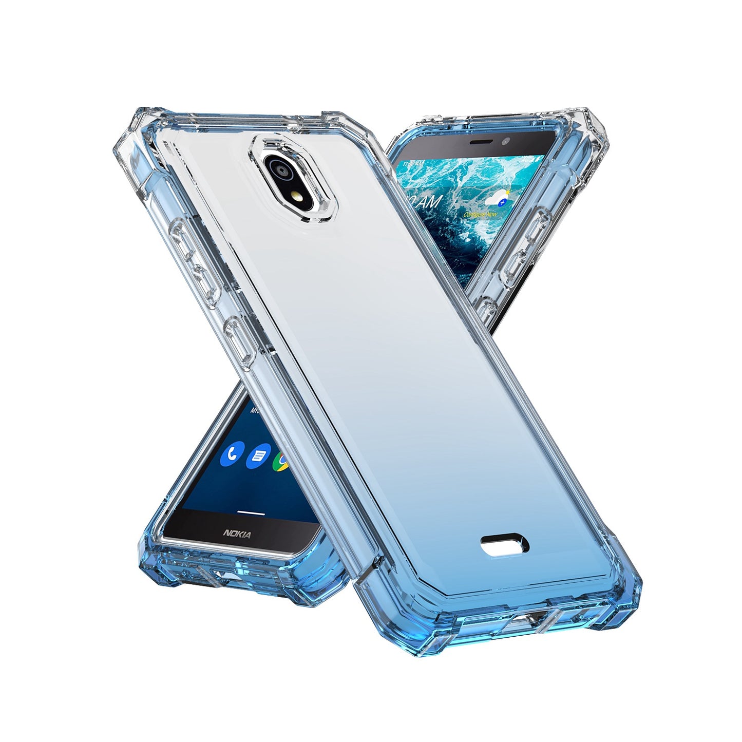 For Nokia C100 Clear Gradient Hybrid Thick Guard Shockproof Dual Layer Hard PC + TPU Bumper Frame Armor  Phone Case Cover