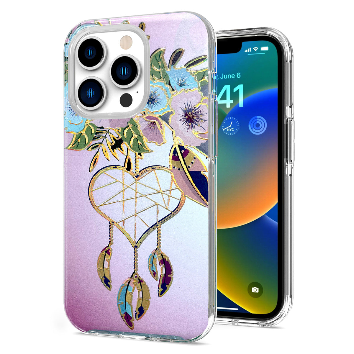 For Apple iPhone 14 Pro Max (6.7") Stylish Gold Layer Design Hybrid Rubber TPU Hard Shockproof Armor  Phone Case Cover