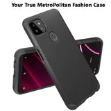 For T-Mobile Revvl 5G Ultra Slim Corner Protection Shock Absorption Hybrid Dual Layer Hard PC + TPU Rubber Armor Defender Black Phone Case Cover