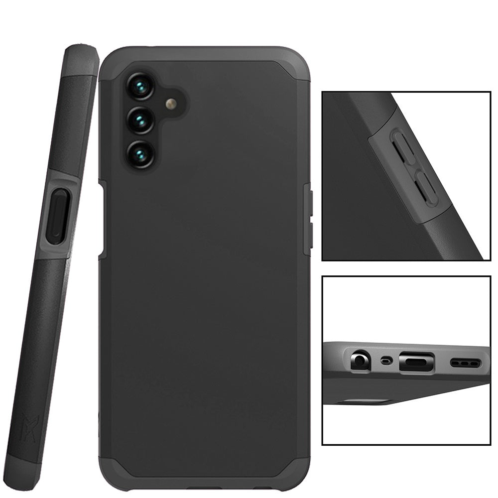 For Cricket Debut Smart Slim Shock Absorption 2in1 Tough Hybrid Dual Layer Hard PC TPU Rubber Frame Armor Defender  Phone Case Cover