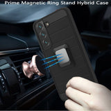 For Samsung Galaxy A33 5G Magnetic Ring Holder Rubber Hybrid Stand Kickstand Texture Rugged Armor Heavy Duty Military Grade  Phone Case Cover