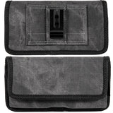 For Apple iPhone 13 Pro Max (6.7 inch) Universal Horizontal Cell Phone Case Fabric Holster Carrying Pouch with Belt Clip and 2 Card Slots fit XL Devices 7" [Black Denim]
