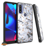For Motorola Moto G Power 2022 Marble Fashion Stone Stylish Flake Glitter Bling Hybrid Ultra Slim Glossy TPU Rubber Hard PC Protection  Phone Case Cover