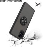 For Samsung Galaxy A03S Finger Ring Stand Holder Kickstand Hybrid Frosted Matte Soft TPU Hard PC Frame Shock-Absorption  Phone Case Cover