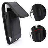 For Nokia C200 Nylon Canvas Fabric Waist Belt Holster Vertical Pouch Holds Large Phone Works with Thick Cases Universal Cover [Black]