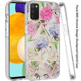 For Samsung Galaxy A03S Fashion Floral IMD Design Flower Pattern Hybrid Protective Hard PC Rubber TPU Slim Hard Back Shockproof  Phone Case Cover
