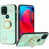 For Motorola Moto G 5G 2022 Diamond Bling Sparkly Glitter Ornaments Hybrid with Ring Kickstand Rugged Fashion  Phone Case Cover