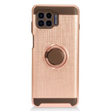 For Motorola Moto G 5G UW, Moto One Lite Hybrid 360° Ring Armor Shockproof Dual Layers Rugged 2 in 1 Holder with Ring Stand Rose Gold Phone Case Cover