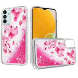 For Apple iPhone 13 /Pro Max Floral Design Quicksand Water Flowing Liquid Floating Sparkle Glitter Bling Flower Fashion TPU Hybrid  Phone Case Cover