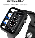 For Apple Watch 40mm Ultra Slim PC with Built in Clear Screen Protector Snap-on Full Coverage Shell Rubber TPU + Hard PC Frame for iWatch Series SE/6/5/4 Black Phone Case Cover