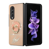 For Samsung Galaxy Z Fold 4 5G Diamond Bling Sparkly Glitter Ornaments Engraving Hybrid Ring Stand Fashion  Phone Case Cover