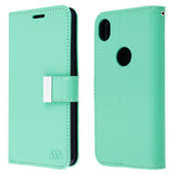 For Motorola Moto E6 PU Leather Wallet with Credit Card Holder Storage Folio Flip Pouch Stand Teal Green Phone Case Cover