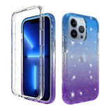For Apple iPhone 13 Pro (6.1") Clear Gradient Glitter Bling Sparkly Hybrid Hard PC Soft TPU Bumper and Front Frame Drop Protective  Phone Case Cover