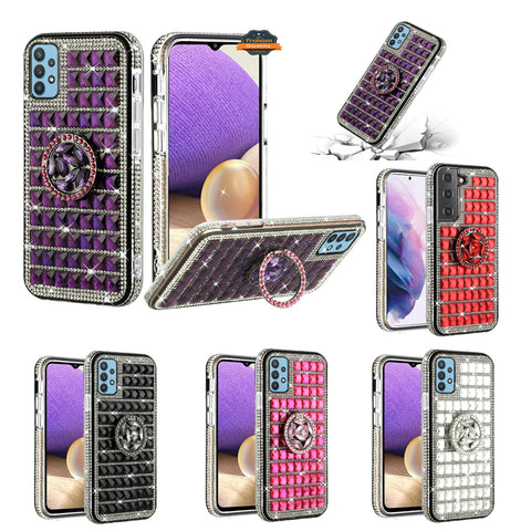 For Apple iPhone 8 Plus/7 Plus/6 6S Plus Luxury 3D Bling Diamonds Rhinestone Jeweled Crystal Hybrid with Ring Stand Holder  Phone Case Cover
