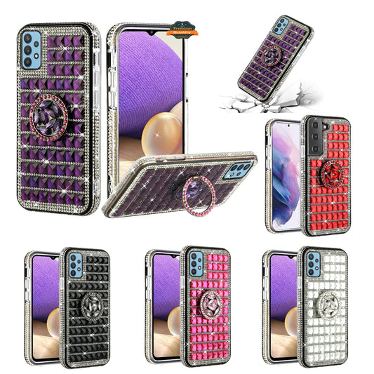 For Apple iPhone 8 /7/6s/6 /SE 2nd Gen Luxury 3D Bling Diamonds Rhinestone Jeweled Shiny Crystal Hybrid with Ring Stand Holder  Phone Case Cover