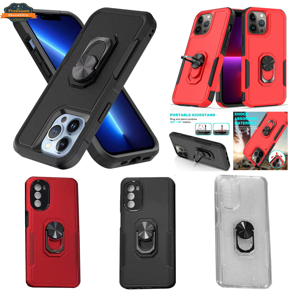 For Samsung Galaxy A13 5G Ring Holder Stand, Support Magnetic Car Mount, Hard TPU Hybrid Shockproof  Phone Case Cover