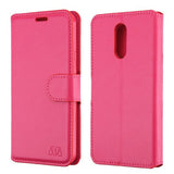 For LG Q7, LG Q7+ PU Leather Wallet with Credit Card Holder Storage Folio Flip Pouch Stand Pink Phone Case Cover