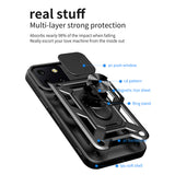 For T-Mobile Revvl 6 5G Hybrid Cases with Kickstand, Slide Camera Lens Protection + 360° Rotate Ring Stand Black Phone Case Cover