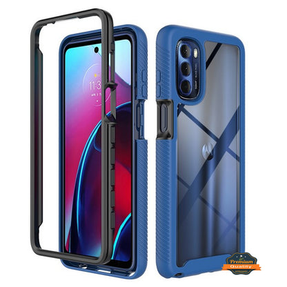 For Motorola Moto G 5G 2022 Frame Armor Slim Hybrid Double Layer Hard PC + TPU Transparent Back Rugged Shockproof  Phone Case Cover