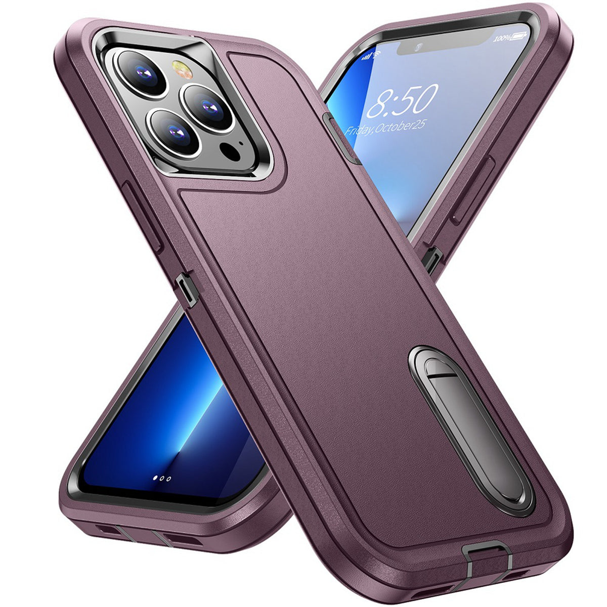 For Apple iPhone SE 3 (2022) SE/8/7 Hybrid 3 Layers 3in1 Hard PC Shockproof with Kickstand Heavy Duty TPU Rubber  Phone Case Cover