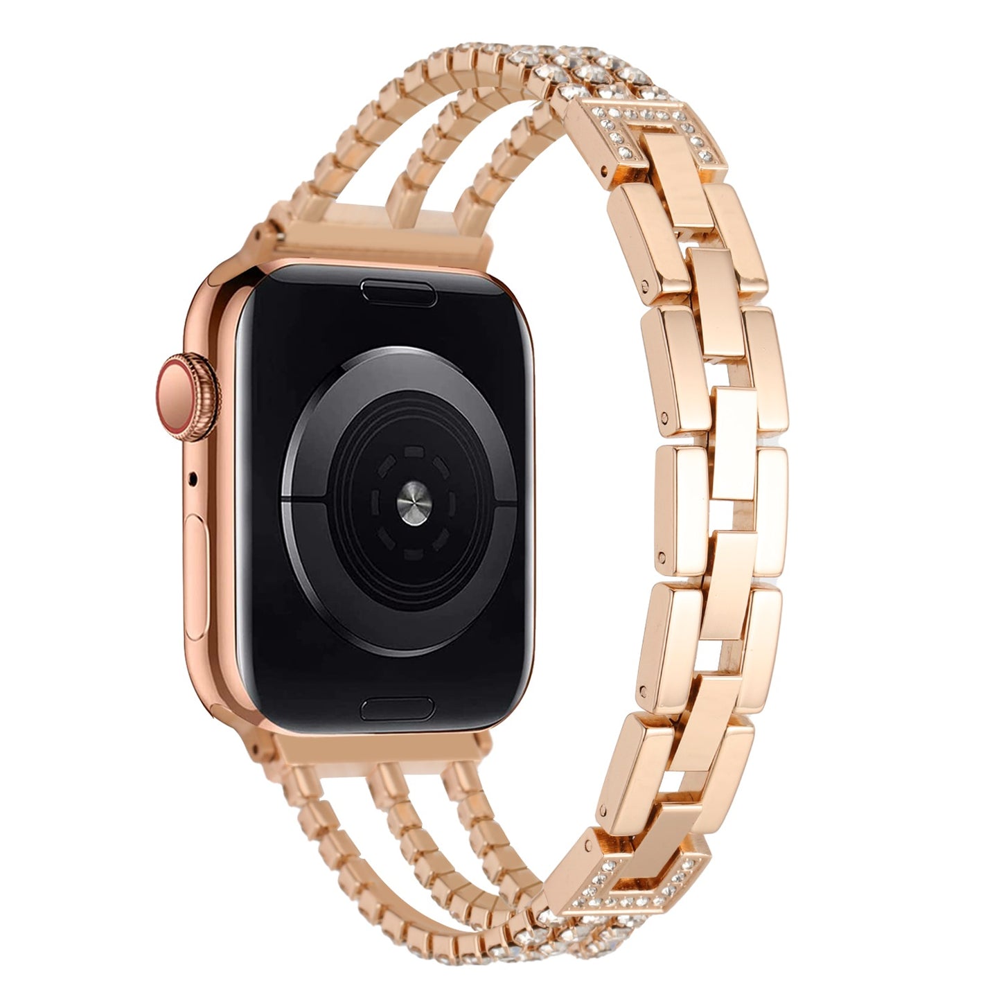 For Apple Watch Size 38/40/41mm Diamond Bling Jewelry Zinc Alloy Replacement Watch Band Strap for iWatch Series 8/7/SE/6/5/4/3/2/1/SE (2022)