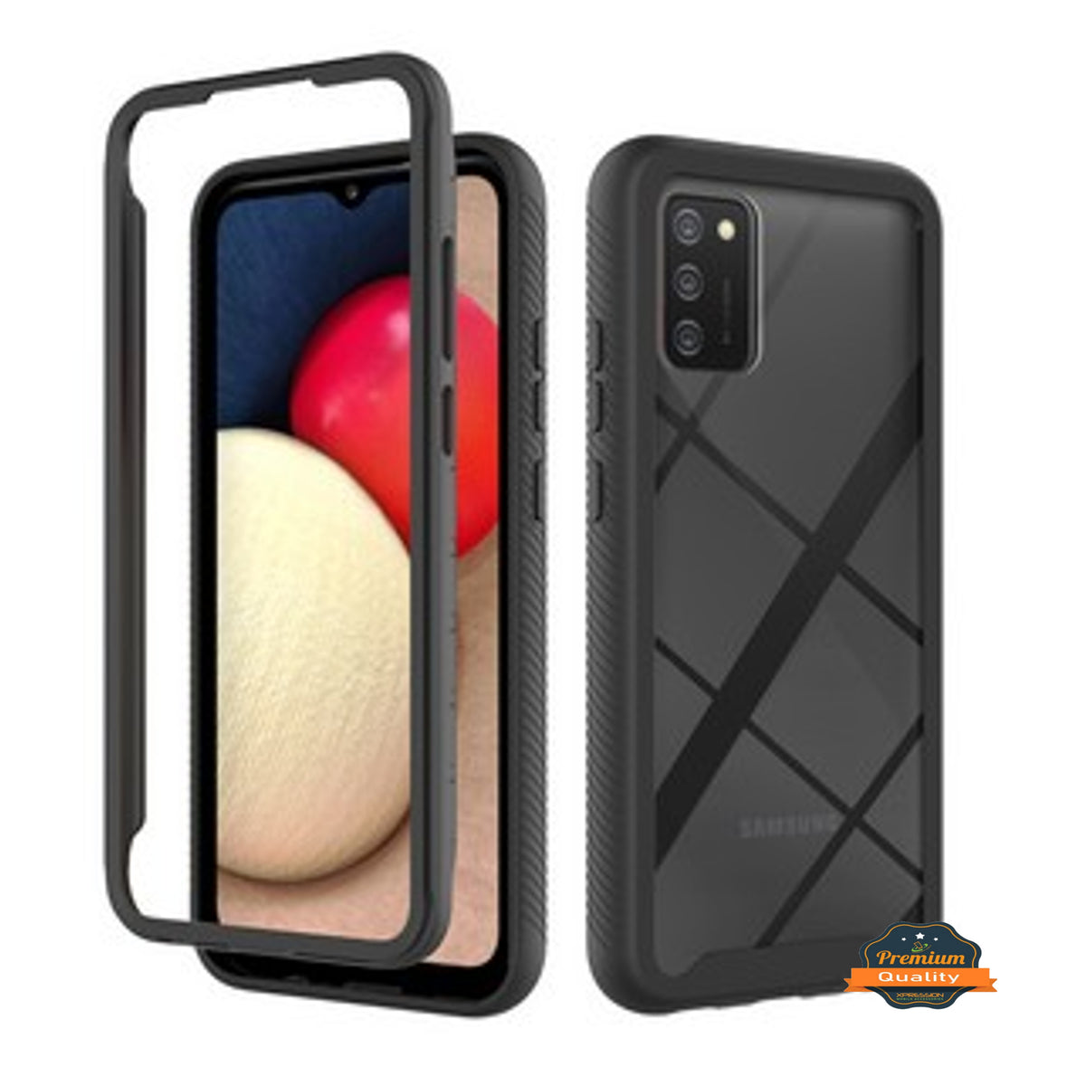 For Samsung Galaxy A23 5G Frame Armor Slim Hybrid Double Layer Hard PC + TPU Transparent Back Rugged Shockproof Clear / Black Phone Case Cover