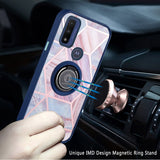 For Motorola Moto G Power 2022 Unique Marble Design with Magnetic Ring Kickstand Holder Hybrid TPU Hard Shockproof Armor  Phone Case Cover