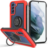 For Samsung Galaxy S22 Ultra Transparent Magnetic Ring Stand Hybrid with 360 Degree Rotation Kickstand Armor Bumper  Phone Case Cover