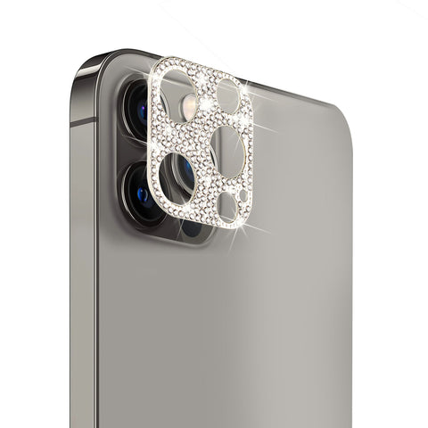 For Apple iPhone 14 Pro (6.1") Camera Lens Zinc Alloy With Diamond Bling Glitter Lens Protective Camera Decoration Silver