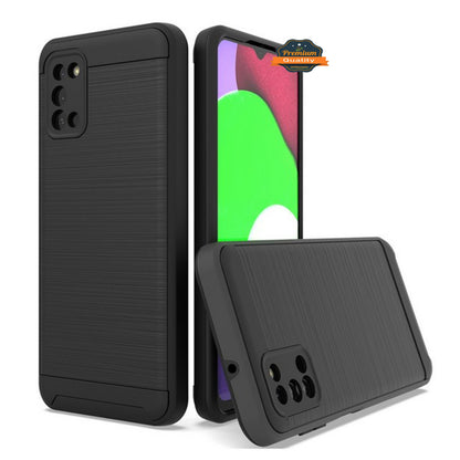 For Samsung Galaxy S20 FE / S20 Fan Edition Slim Rugged TPU + Hard PC Brushed Metal Texture Hybrid Dual Layer Defender  Phone Case Cover