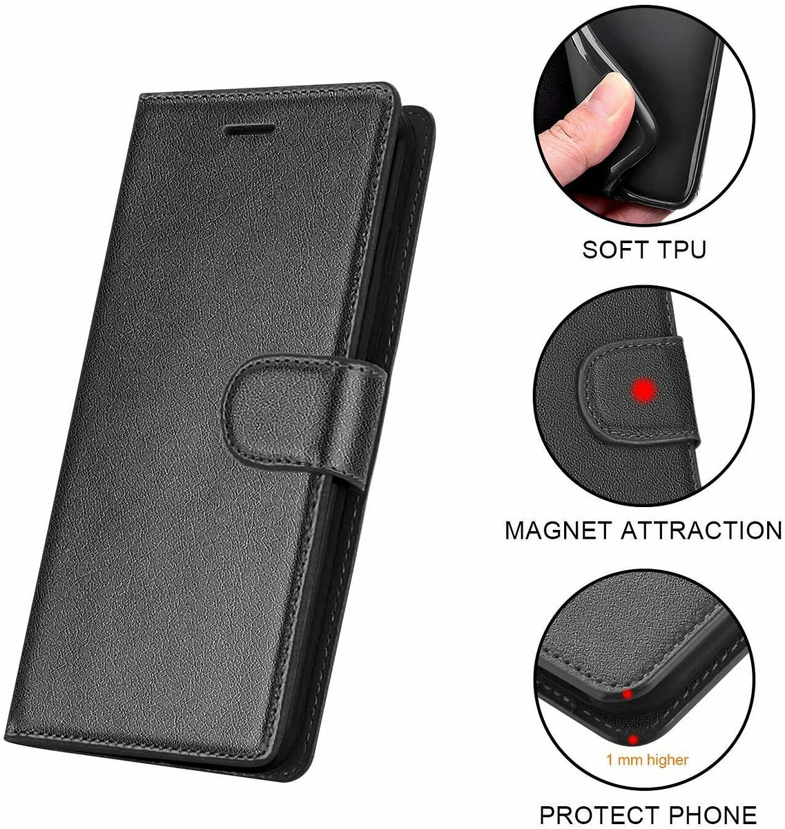 For Apple iPhone 14 (6.1") Wallet PU Leather Pouch with Credit Card Slots ID Money Pocket, Stand & Strap Flip Bookstyle  Phone Case Cover