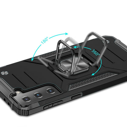 For Samsung Galaxy S20 Armor Hybrid with Ring Stand Holder Kickstand Shockproof Heavy-Duty Durable Rugged 2in1 Black Phone Case Cover