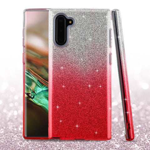 For Samsung Galaxy Note 10 (6.3) Glitter Bling Stylish Design Hybrid Rubber TPU Hard PC Shockproof Slim Pink Silver Phone Case Cover