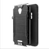 For TCL A1 (A501DL) Hybrid Dual Layer Slim Defender Armor Tuff Metallic Brush Texture Finishing Shockproof Hard PC + TPU Rubber  Phone Case Cover