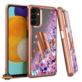For Samsung Galaxy A33 5G Quicksand Liquid Glitter Bling Flowing Sparkle Fashion Hybrid TPU and Chrome Plating Hard PC  Phone Case Cover