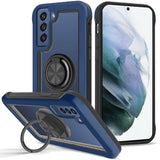 For Samsung Galaxy S22 Ultra Transparent Magnetic Ring Stand Hybrid with 360 Degree Rotation Kickstand Armor Bumper  Phone Case Cover