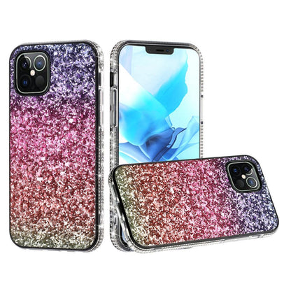 For Apple iPhone 14 /Plus Pro Max Rhinestone Sparkling Rainbow Gradual Glitter Full Diamonds Bling Hybrid Rugged  Phone Case Cover