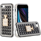 For Apple iPhone SE 2022 /SE 2020/8/7 Fashion Luxury 3D Bling Diamonds Rhinestone Jeweled Ornament Crystal Hybrid Hard  Phone Case Cover