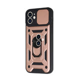For Motorola Moto G 5G 2022 Hybrid Ring Holder Kickstand with Slide Camera Lens Cover, Rugged Dual Layer Heavy Duty Rose Gold Phone Case Cover