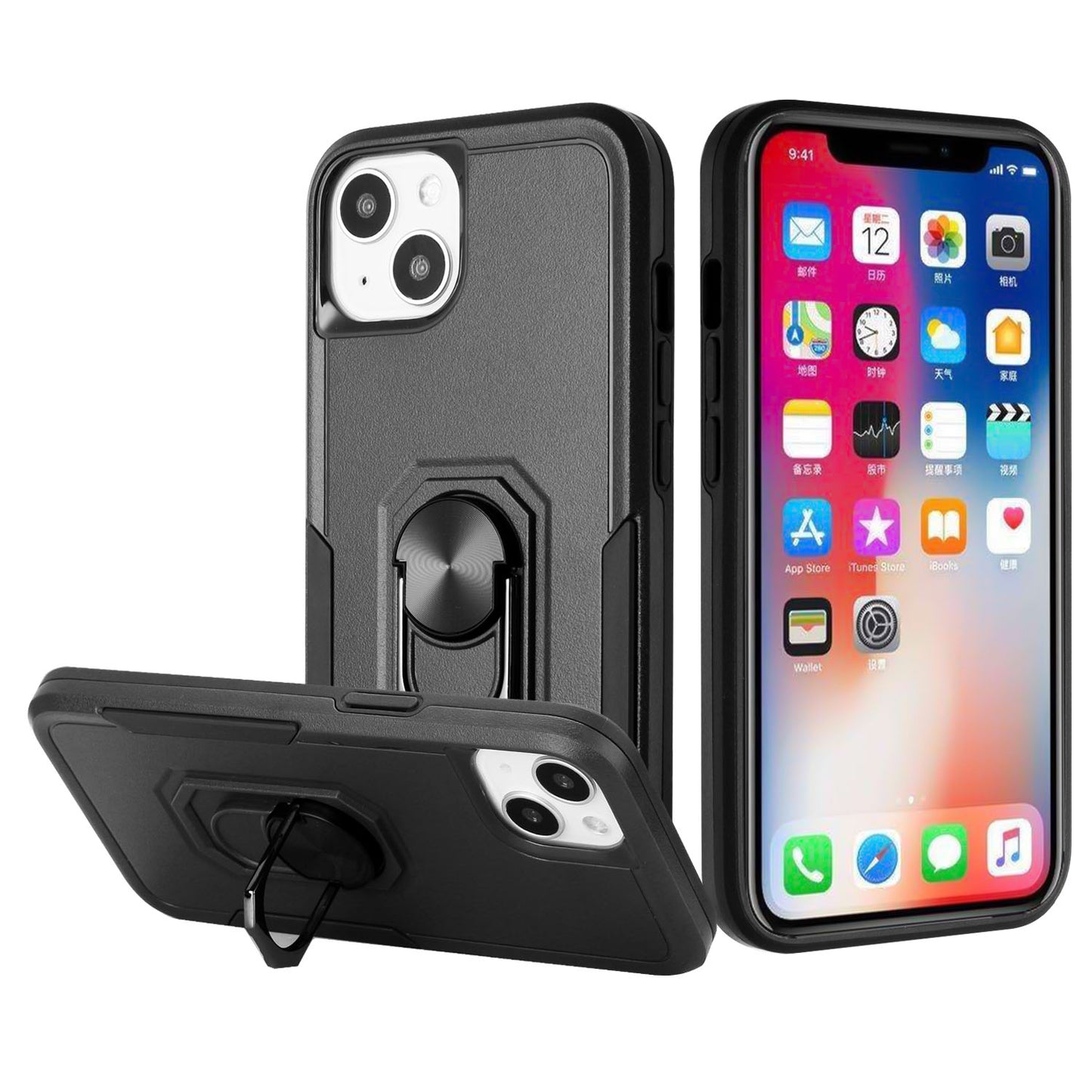 For Motorola Edge+ 2022 /Edge Plus Hybrid Rugged Hard Drop-Proof Protection Military Grade Armor with Metal Ring Stand  Phone Case Cover