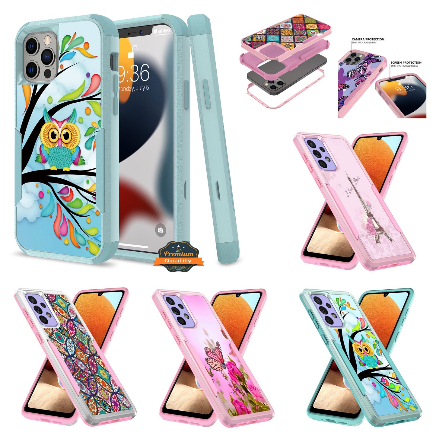 For Motorola Moto G Stylus 2022 4G Pattern Design Hybrid Bumper Rugged Dual Layer Heavy-Duty Military-Grade Hard  Phone Case Cover