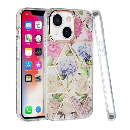 For Apple iPhone 14 Pro (6.1") Fashion Floral IMD Design Flower Pattern Hybrid Protective Hard Rubber TPU Back  Phone Case Cover