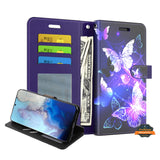 For Apple iPhone 13 Pro (6.1") Wallet Case Pattern Design PU Leather Wallet with Credit Cards Holder, Wrist Strap & Stand Feature Flip Pouch Protective Butterfly Phone Case Cover