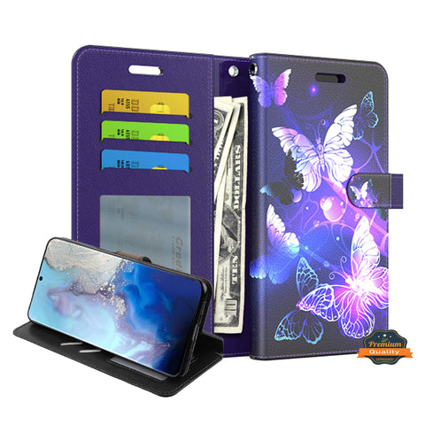 For Apple iPhone 13 (6.1") Wallet Case Pattern Design PU Leather Wallet with Credit Cards Holder, Wrist Strap & Stand Feature Flip Pouch Protective Butterfly Phone Case Cover