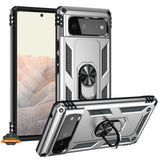 For Google Pixel 6 /6 Pro Shockproof Tuff Hybrid Dual Layer PC + TPU with 360° Ring Stand Metal Kickstand Heavy Duty Armor Shell  Phone Case Cover