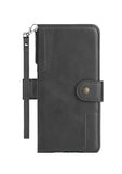 For Apple iPhone 8 Plus/7 Plus/6 6S Plus Wallet Case with Credit Card Holder, PU Leather Flip Pouch Kickstand & Strap TPU Black Phone Case Cover