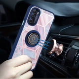For Motorola Moto G Stylus 5G 2022 Marble Design with Magnetic Ring Kickstand Holder Hybrid TPU Hard PC Shockproof  Phone Case Cover