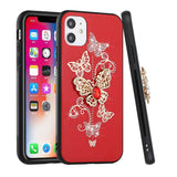 For Apple iPhone 8 Plus/7 Plus/6 6S Plus Fashion 3D Diamond Bling Sparkly Ornaments Engraving Hybrid Ring Stand  Phone Case Cover
